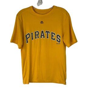 Majestic Pittsburgh Pirates Tshirt Mens Small Yellow MLB Baseball #10